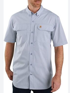 Carhartt Relaxed Fit Rugged Flex Rigby Short Sleeve Work Shirt Blue Grey Checker